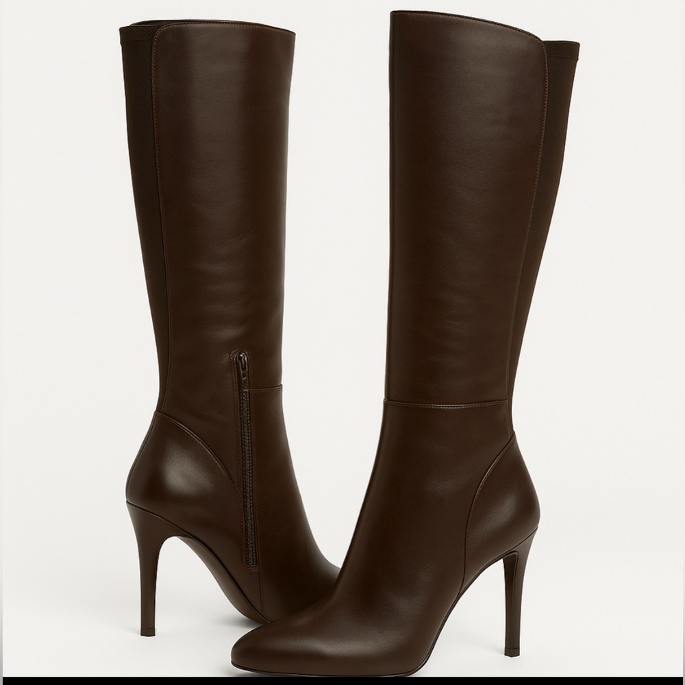 Stuart Weitzman Chocolate Brown Leather Knee High Boots 9.5M | Made in Spain